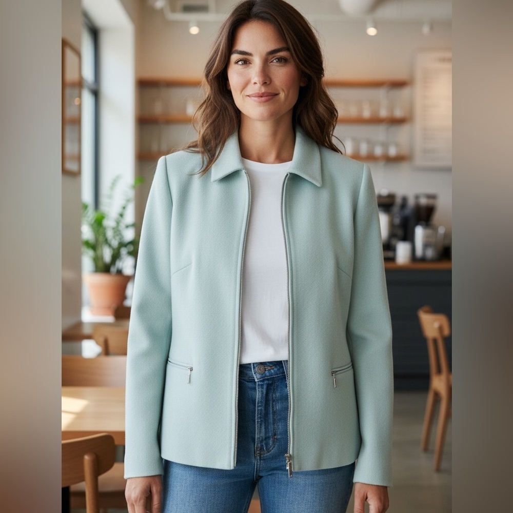 Basler Light Blue Blazer, Elevated Office Workwear - Sophisticated - Size 16